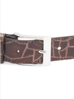 NWT BERGE Made in Italy Leather Croc Embossed Belt